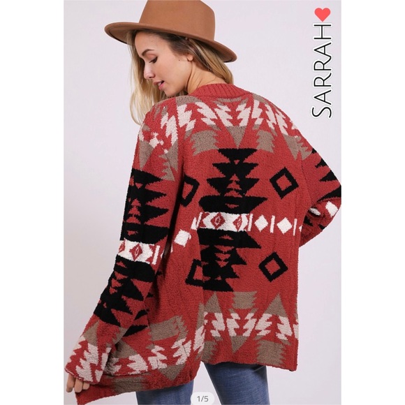 Last S SO SOFT! New Cozy Aztec Southwest Bohemian Knitted Sweater Cardigan - Picture 4 of 17